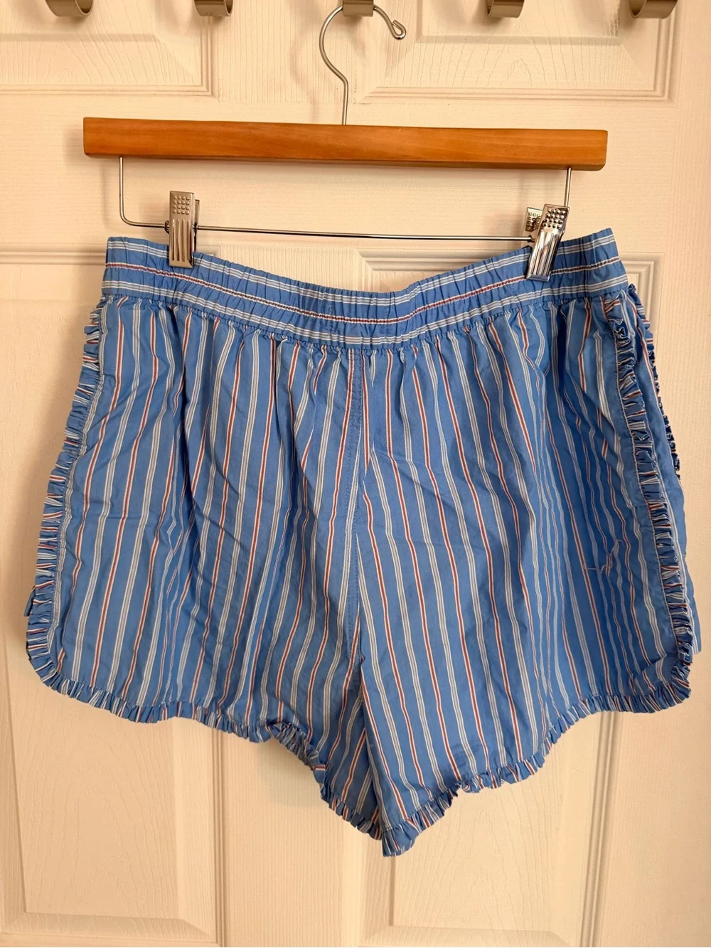 Free Assembly Blue Striped Elastic Waist Athletic Shorts